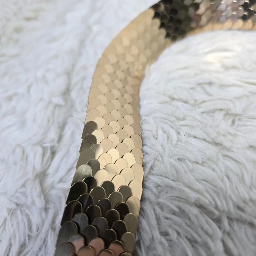 Vintage Gold Sequin Scale Belt Women Sm 18